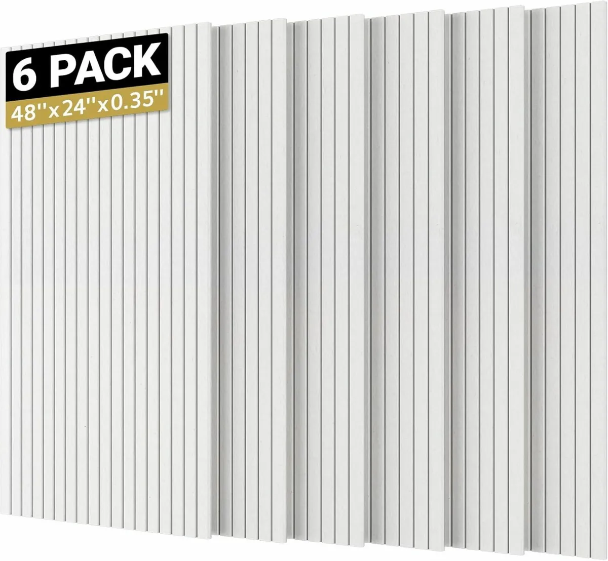 6 Pack Large Acoustic Panels White, 120x60x5.41cm - Image 3
