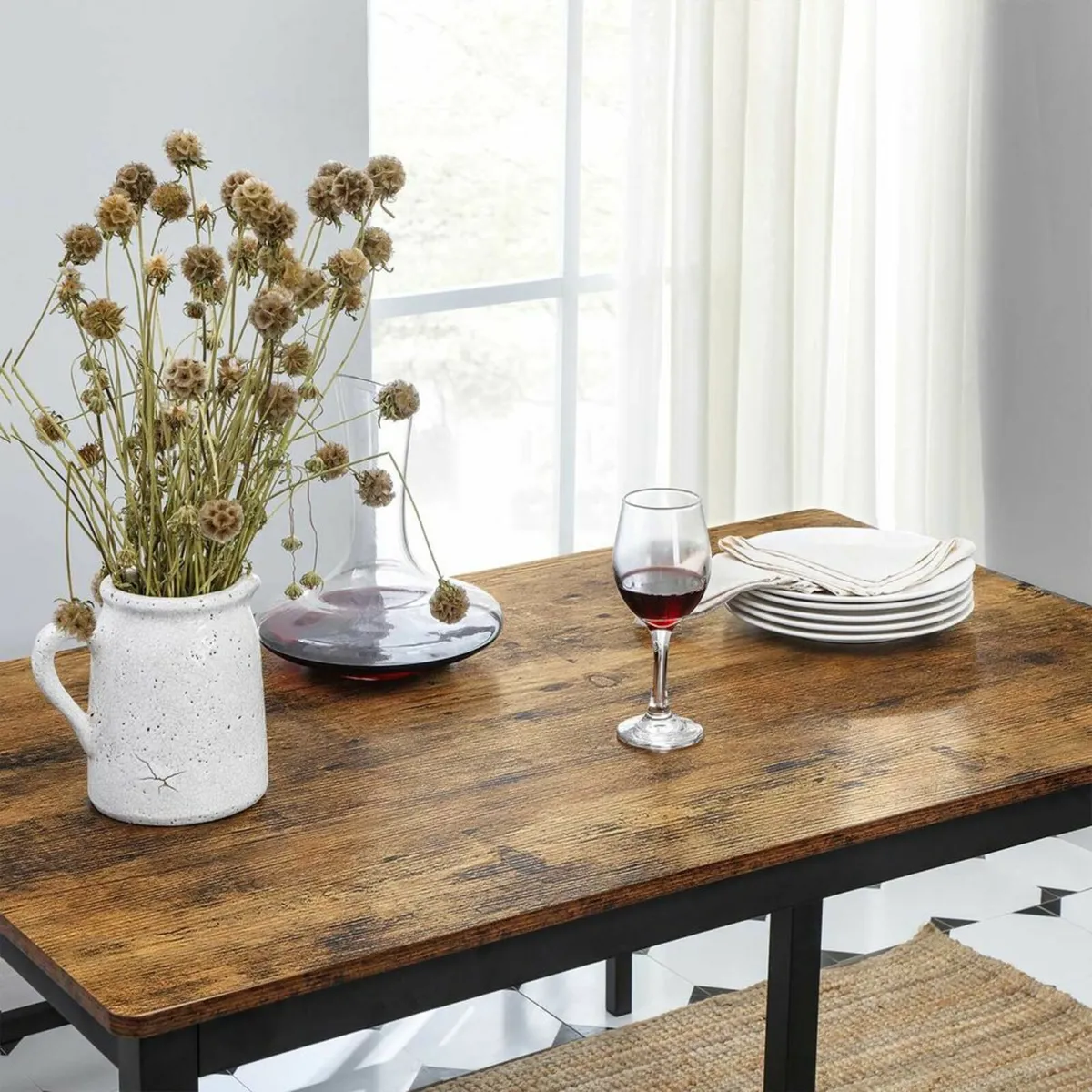 Dining table, kitchen table set, with 2 benches - Image 3