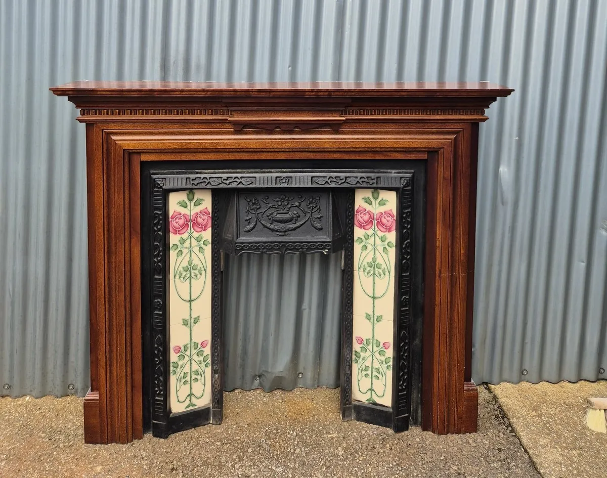 Mahogany Fireplace Surround & Cast Iron Inset - Image 2