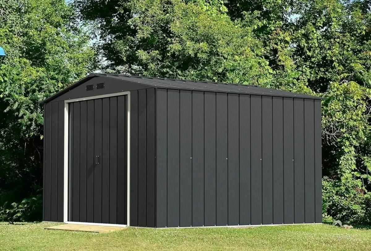 Steel Garden Sheds 10x12 Anthracite Grey - Image 1