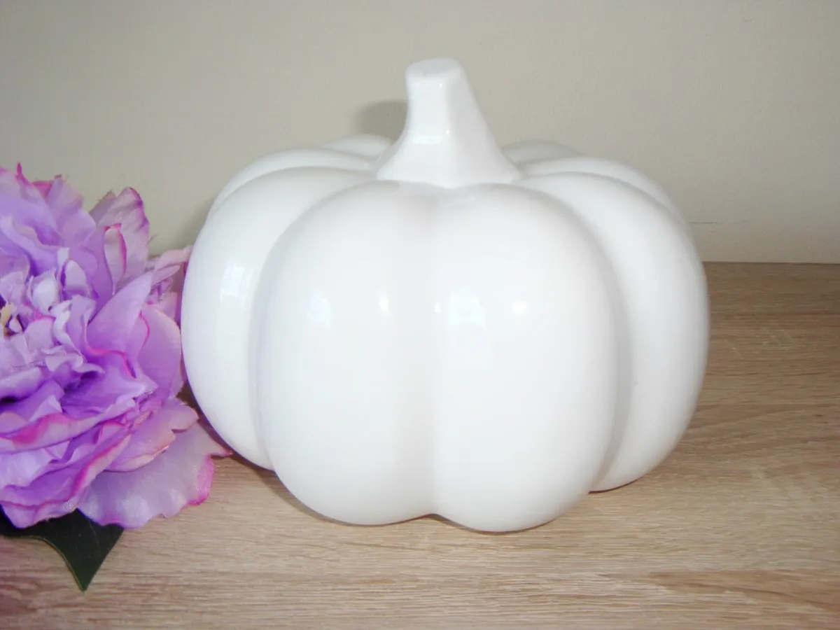 TWO large ceramic white pumpkins - Image 3