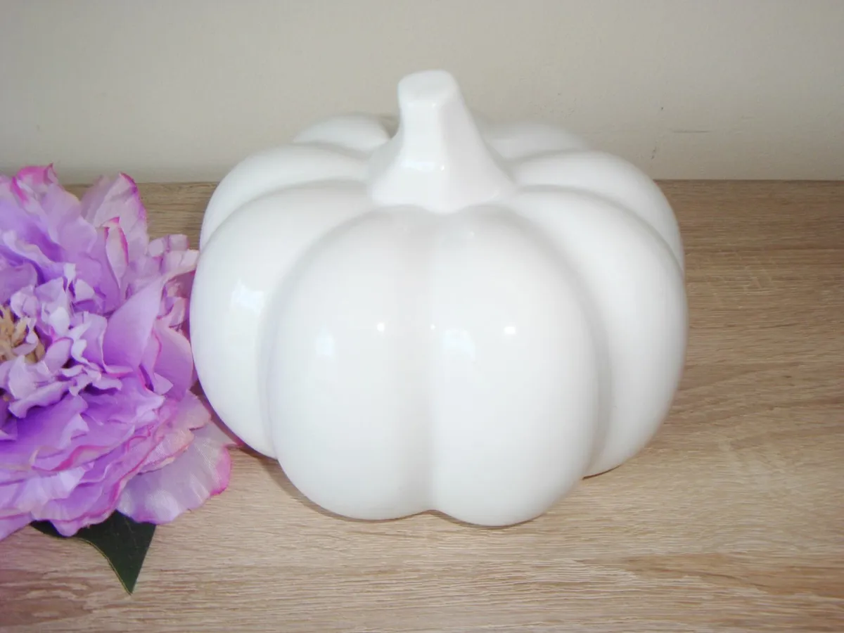 TWO large ceramic white pumpkins - Image 4