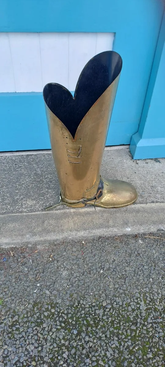 Vintage Brass Boot Umbrella Stick Stand - Image 2