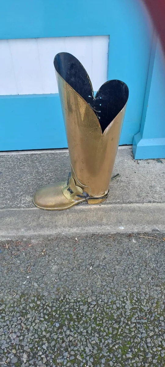 Vintage Brass Boot Umbrella Stick Stand - Image 3