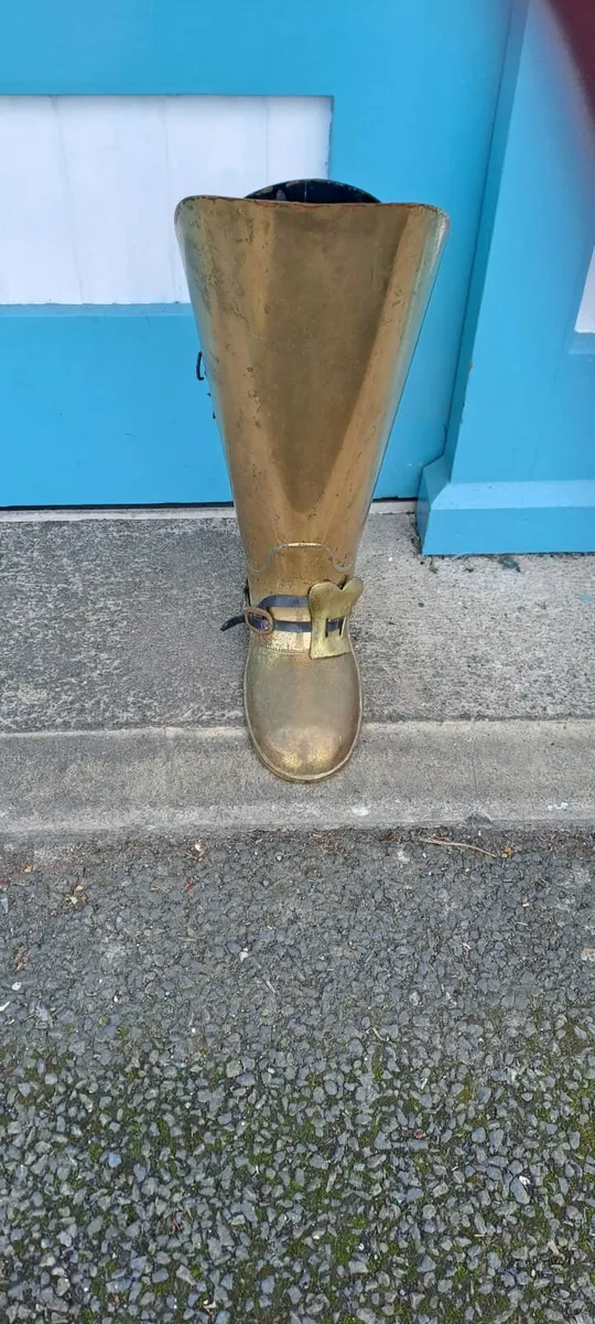 Vintage Brass Boot Umbrella Stick Stand - Image 4
