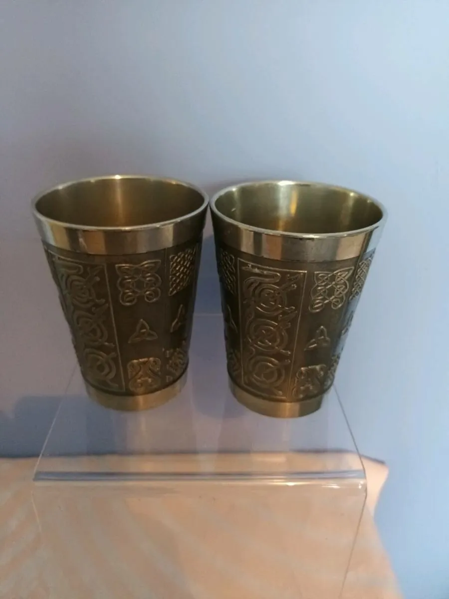 Pair Irish  Celtic Pewter WHISKEY Beakers. - Image 1