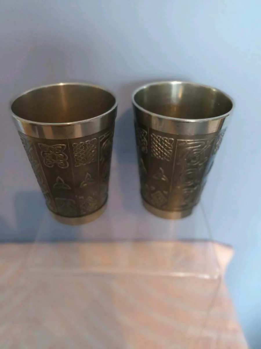 Pair Irish  Celtic Pewter WHISKEY Beakers. - Image 4