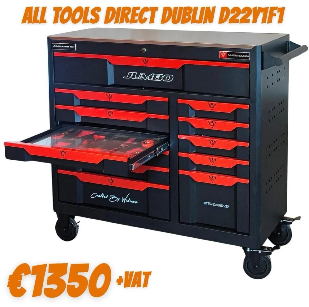 Jumbo pro tool box chest trolley with tools - Image 1
