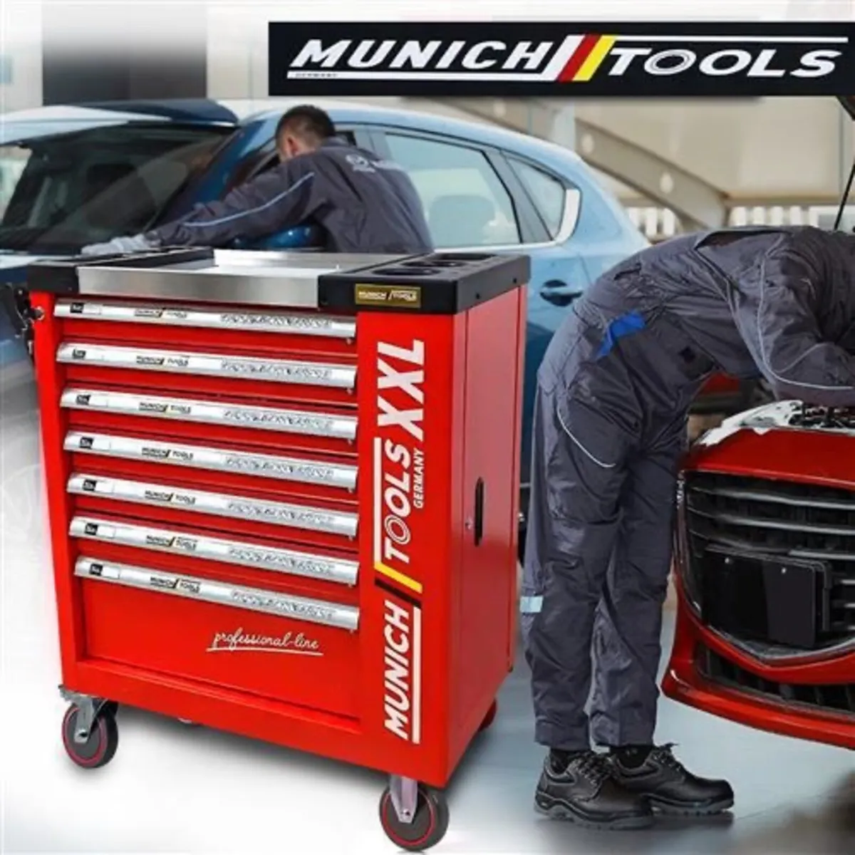 Tool box chest trolley cabinet bench with tools - Image 2