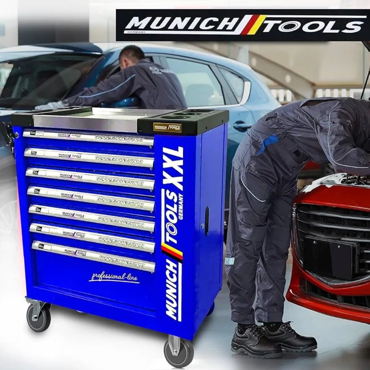 Tool box chest trolley cabinet bench with tools - Image 3