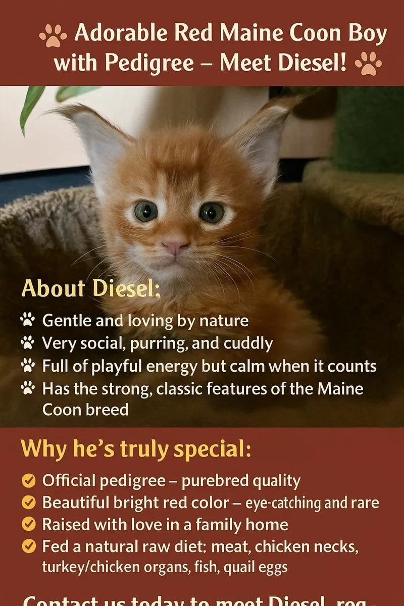 Maine Coon boy Diesel for sale - Image 1