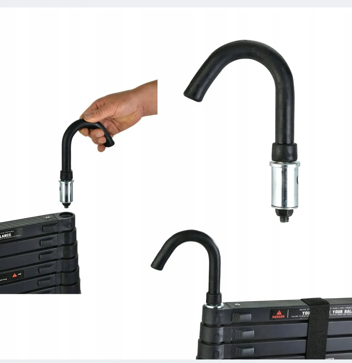 6.2 m Telescopic Ladder Portable with Hooks Non-Sl - Image 2