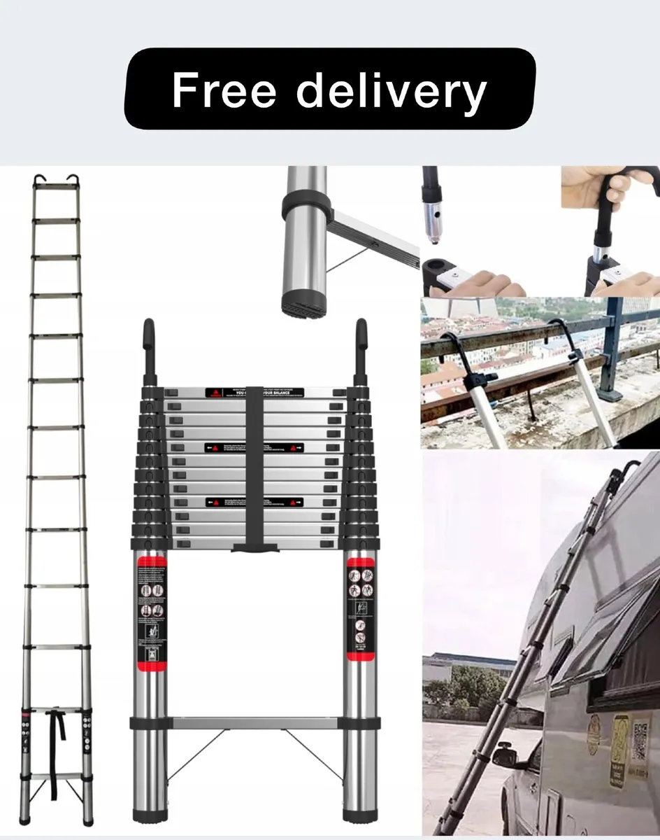 5m Aluminum Telescopic Extension Ladder Non-Slip - Image 1