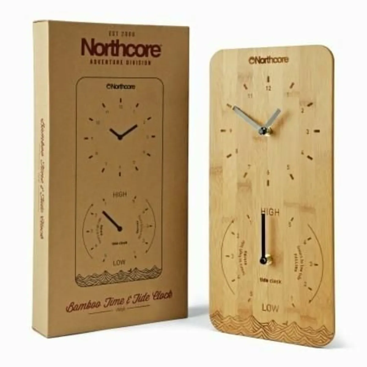 Northcore Time and Tide Bamboo Wall Clock - Image 1
