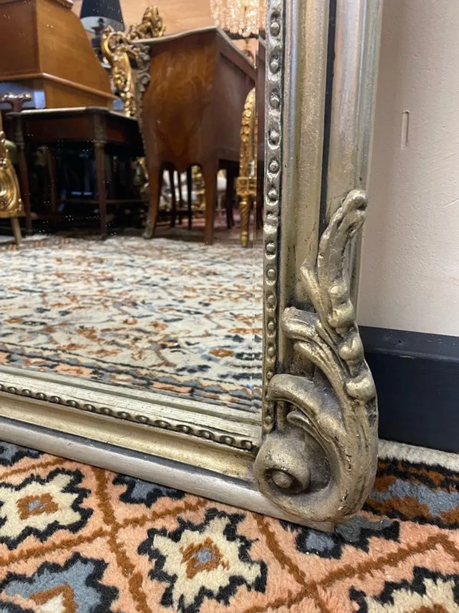 Beautiful Tall & Narrow Silver Gilt Plaque Decorated Mirror - Image 3
