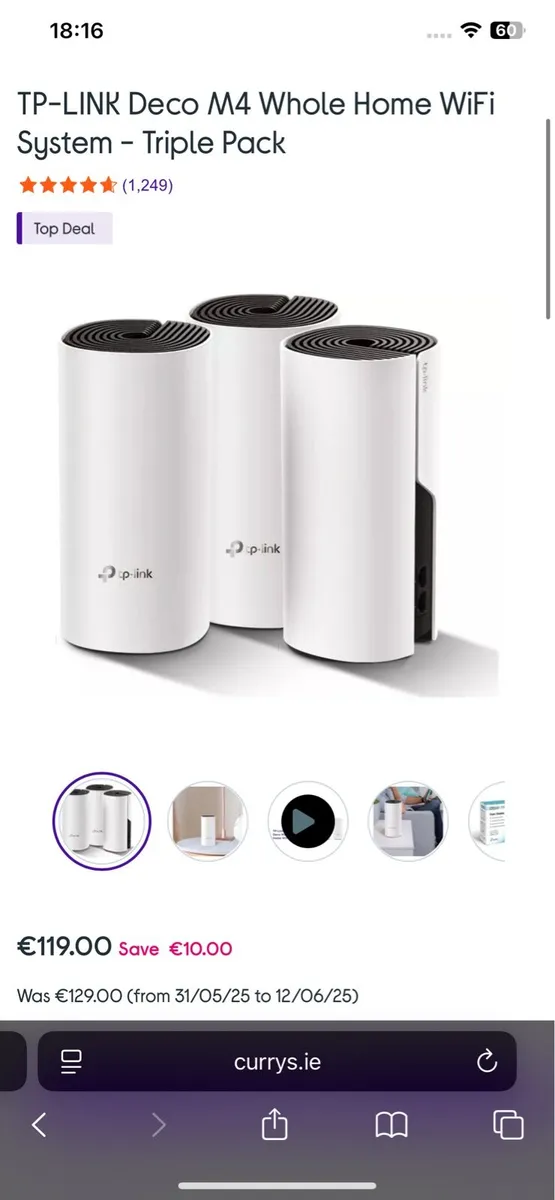 TP Link Deco M4 Mesh Wifi system 3 pack - Image 1
