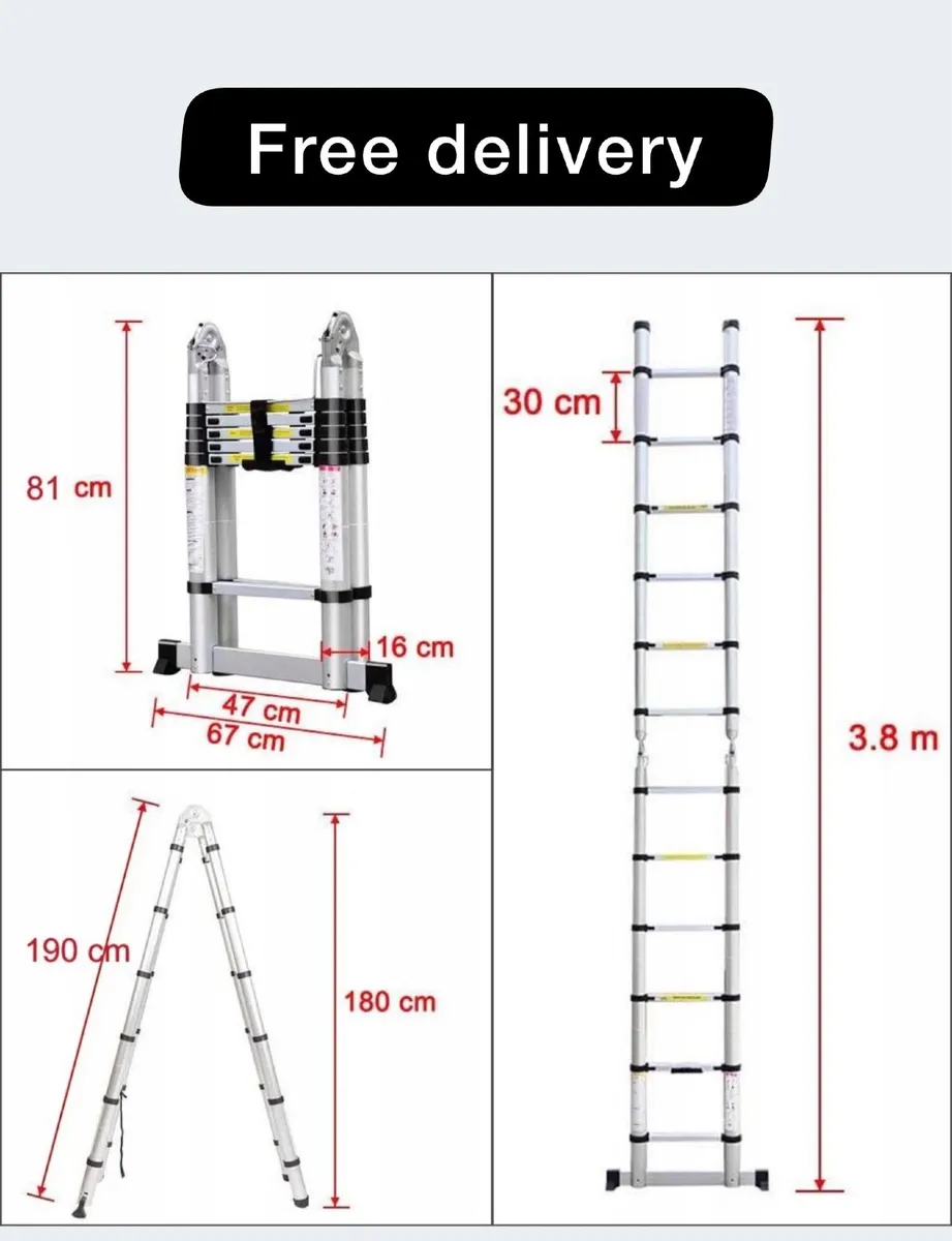 3.8M foldable telescopic ladder - Image 1