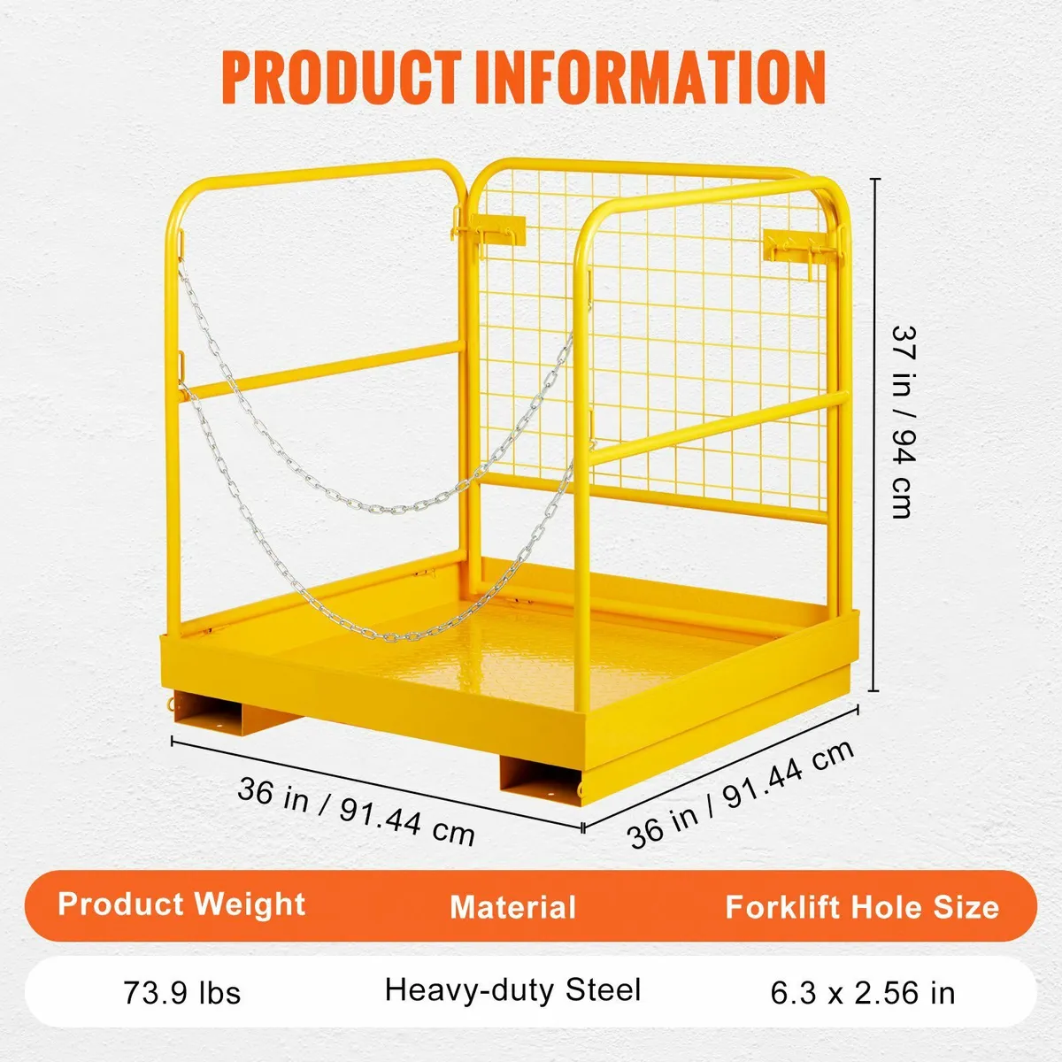 Forklift Safety Cage Work Platform 36X36in 1200lbs - Image 4