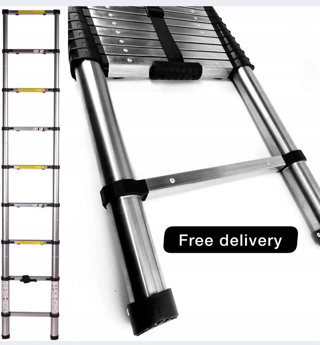 Telescopic folding ladder 2.6 m non-slip stainless - Image 1
