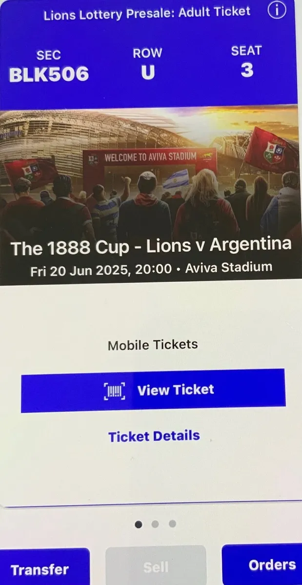 Lions v Argentina Tickets (East Stand Upper) - Image 3