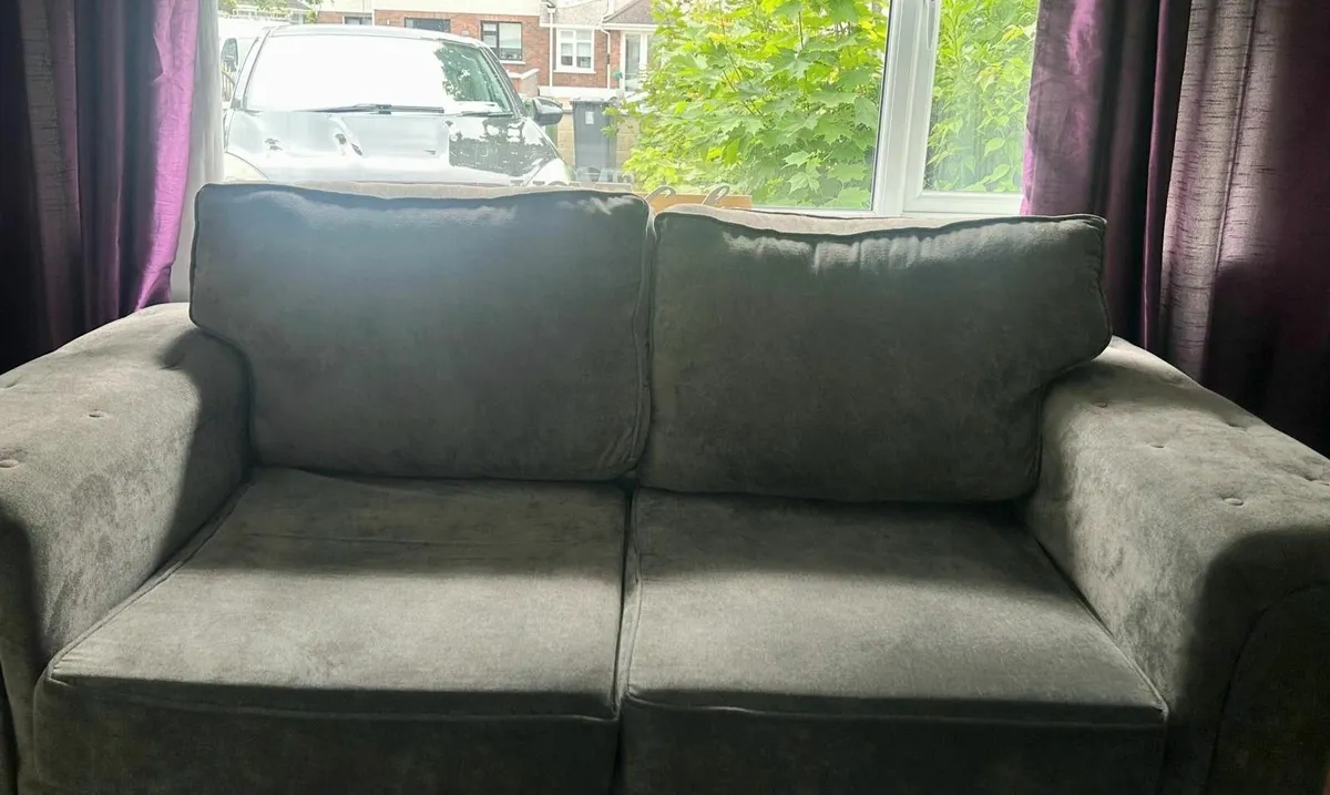 2 x Grey soft fabric 2.5 seater sofas - Image 4