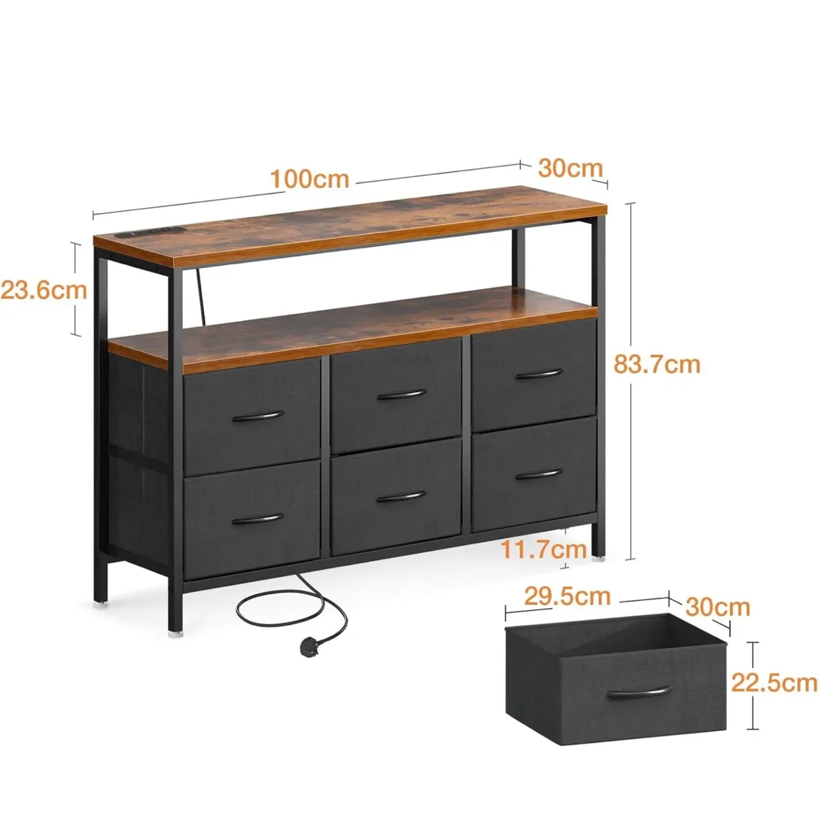 Chest of Drawers Bedroom with 6 Drawers Retro Colo - Image 4