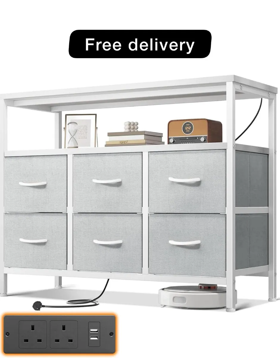 Chest of Drawers Bedroom with 6 Drawers Light Grey - Image 1