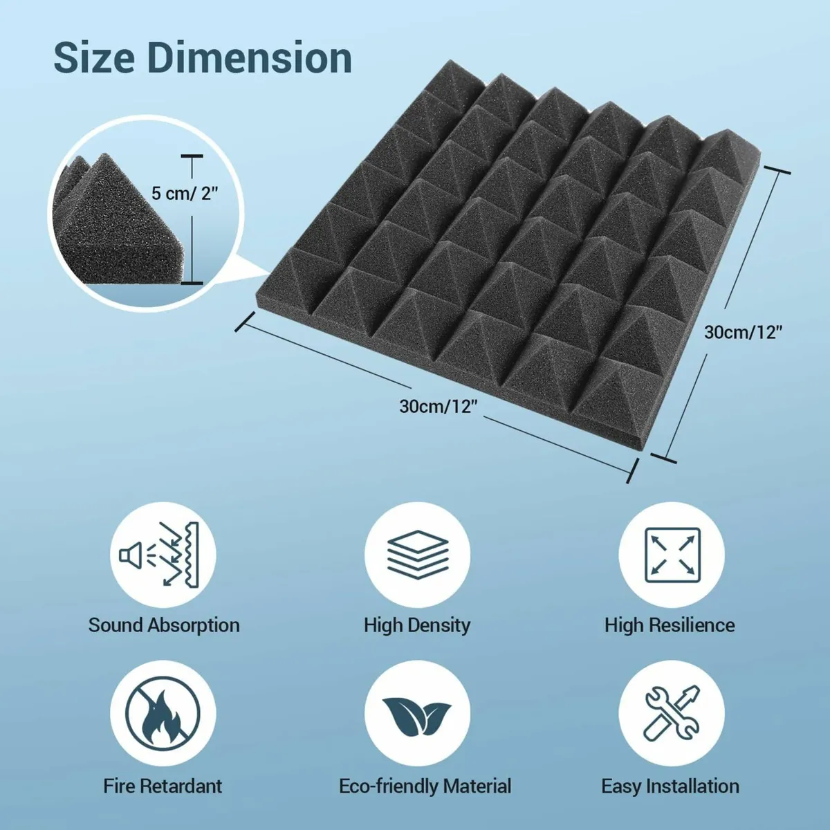 Acoustic Foam Panels 36 Pack 2"x12"x12" - Image 4