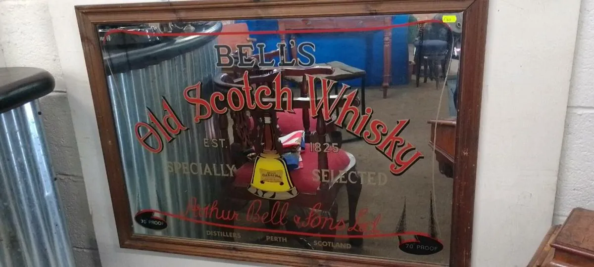 Original Vintage Bells Whisky Mirror - Image 1