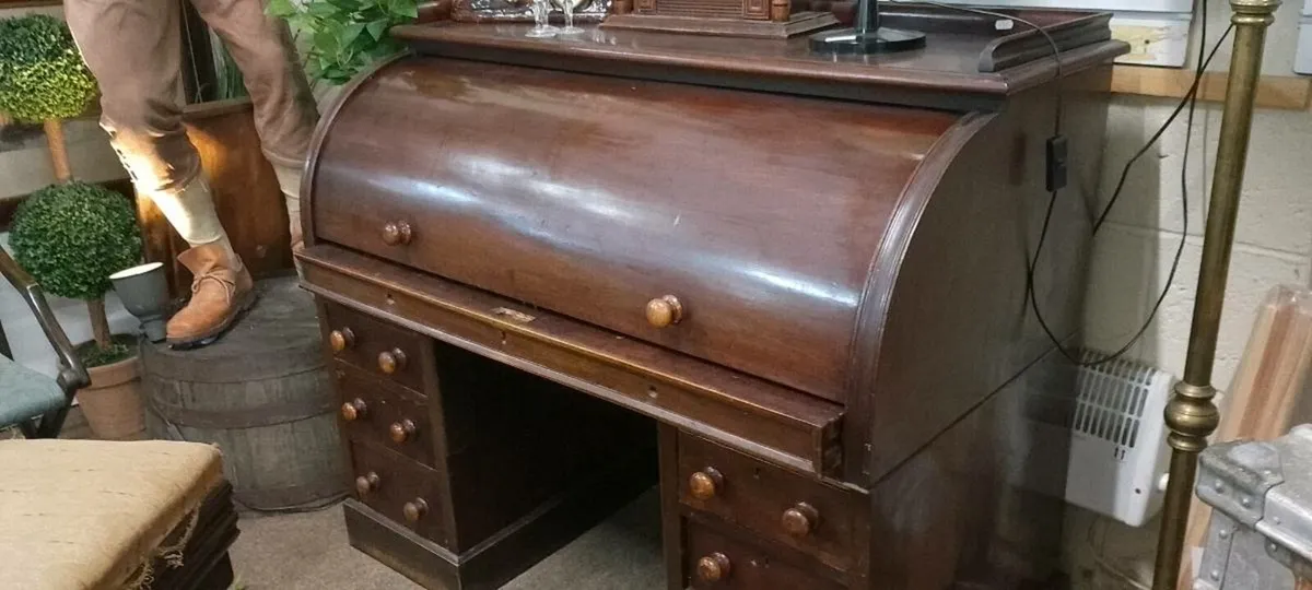 Antique Roll Top Office Desk - Image 2