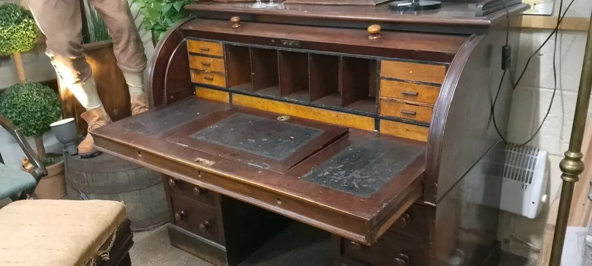 Antique Roll Top Office Desk - Image 3