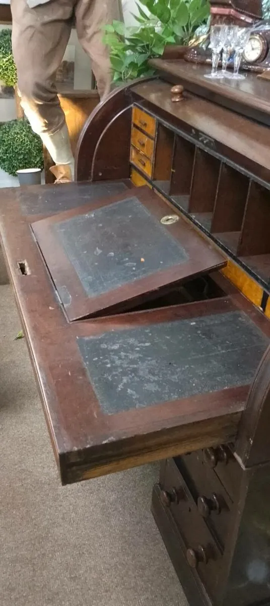 Antique Roll Top Office Desk - Image 4