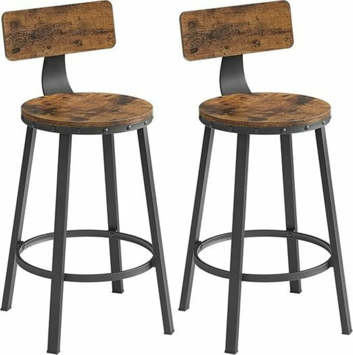 Industrial Bar Stools Set of 2 Vintage Brown and B - Image 1