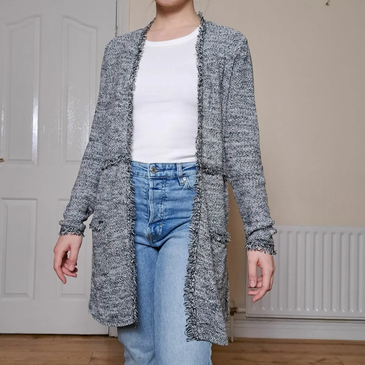 Springfield Black White Knit Cardigan Glitter M - Image 2
