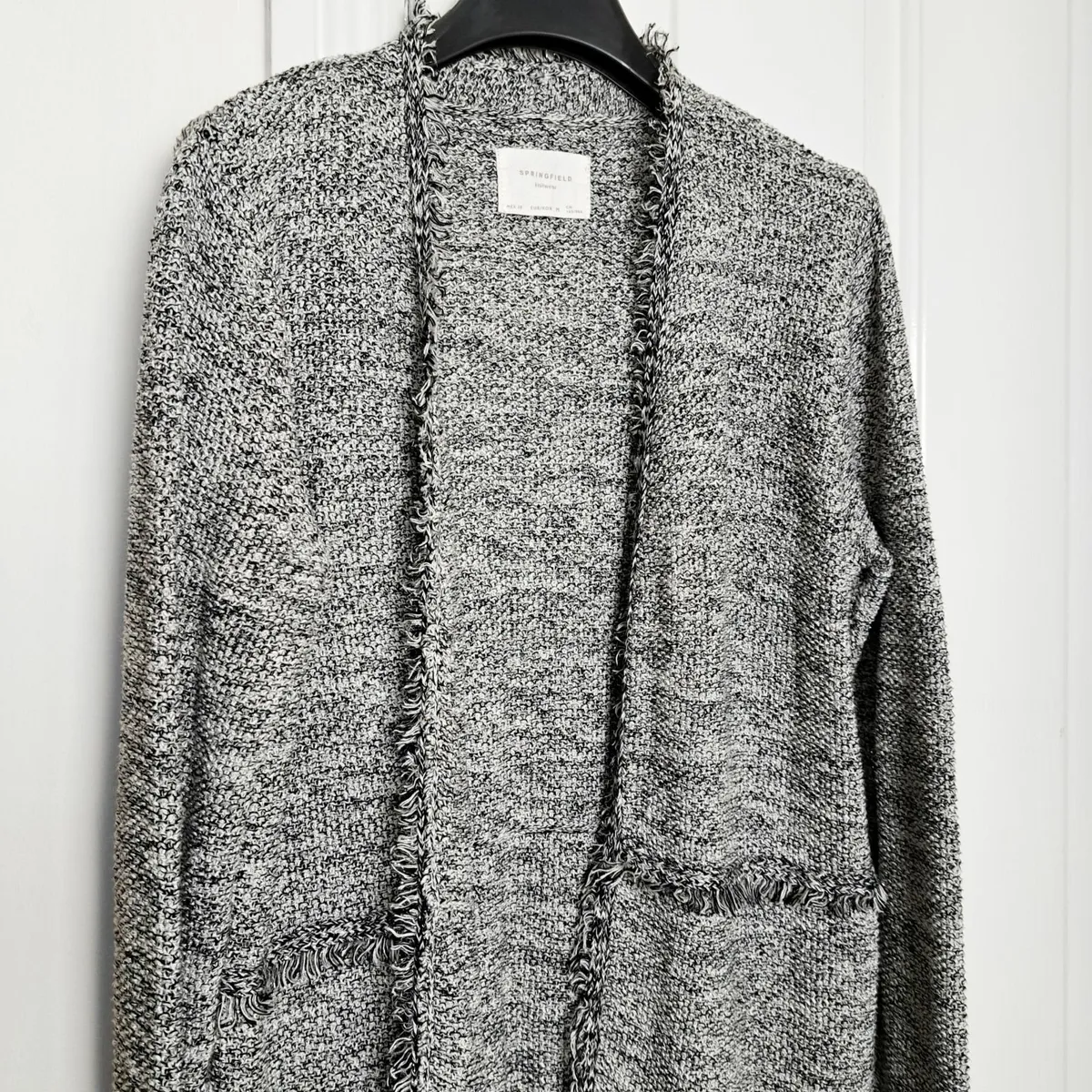 Springfield Black White Knit Cardigan Glitter M - Image 3