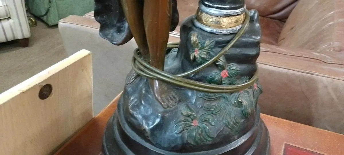 Large Painted Bronze Figure Table Lamp - Image 3