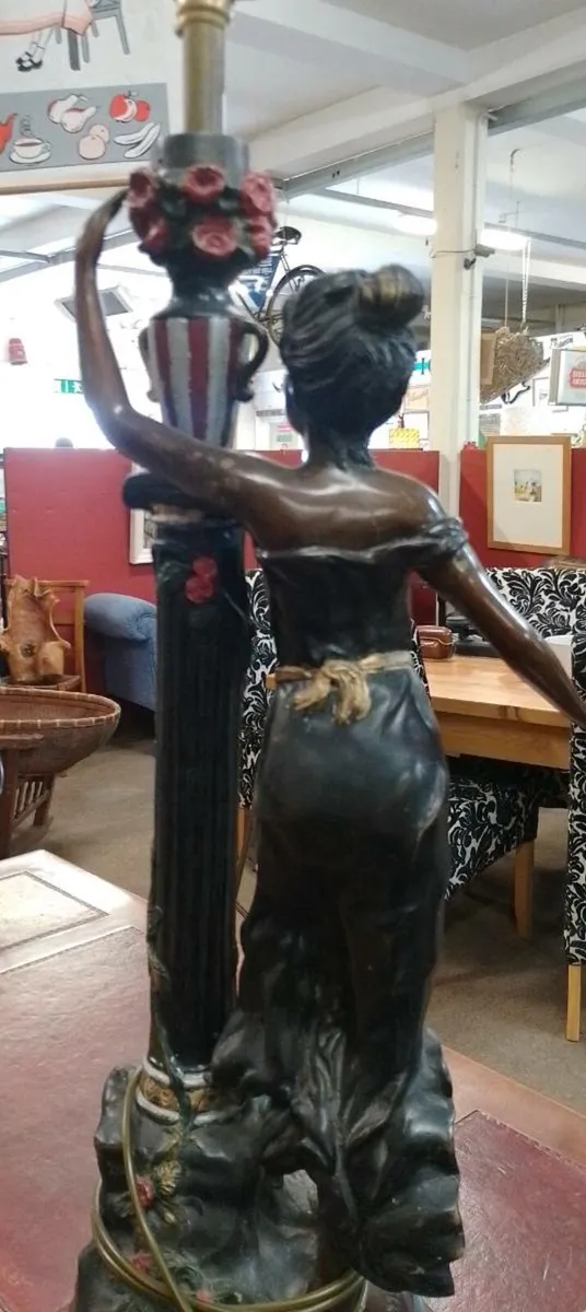 Large Painted Bronze Figure Table Lamp - Image 4