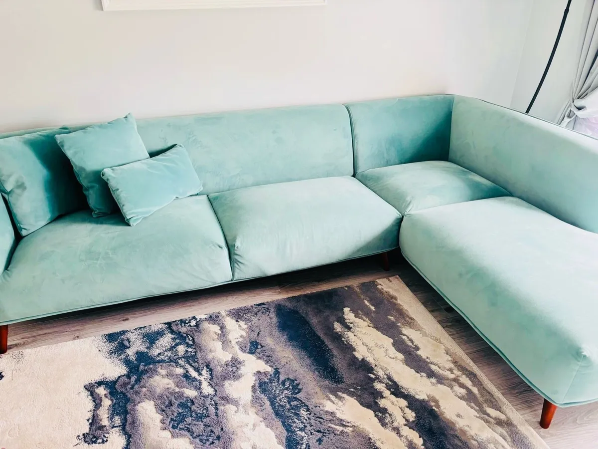 EZ Living L Sofa Green Velvet - Image 2