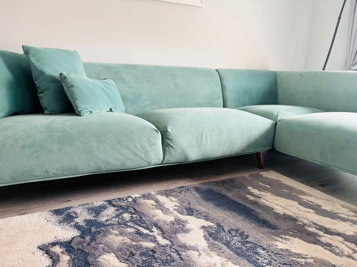 EZ Living L Sofa Green Velvet - Image 4