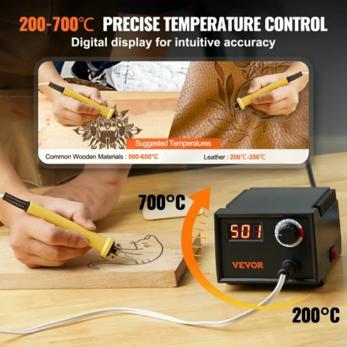 Wood Burning Kit 200~700°C Adjustable Pyrography P - Image 2