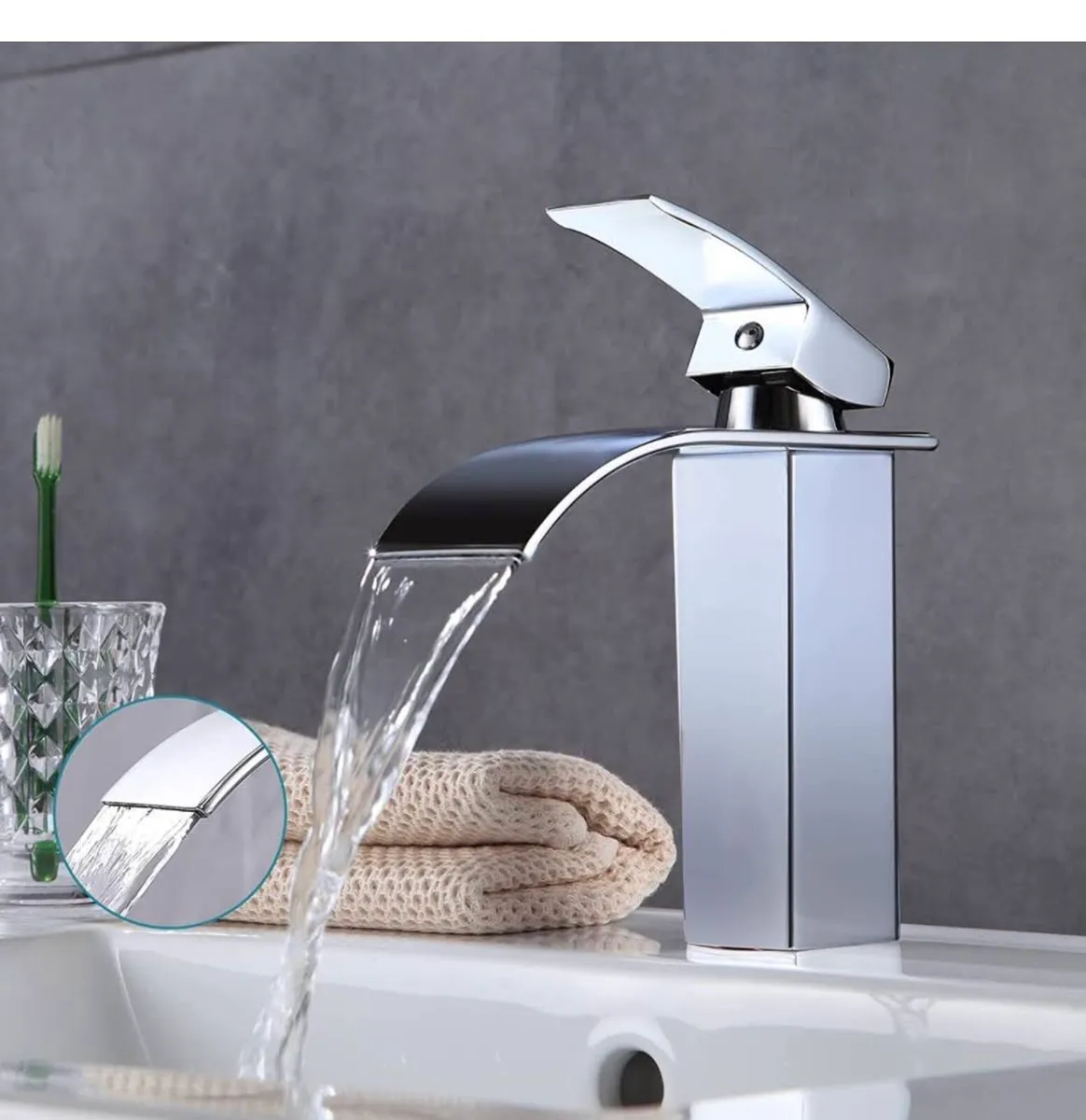 Waterfall bathroom taps monoblack mixer faucet - Image 3