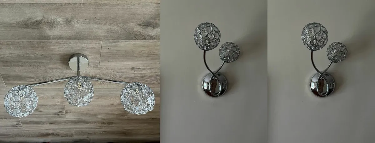 New-3 Light Chrome Ceiling Fitting + 2 Wall Lights - Image 4