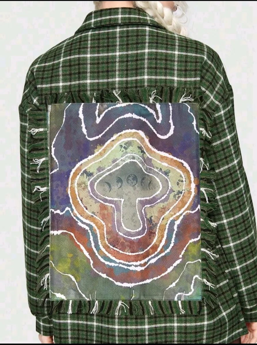 ROMWE Fairycore Plaid & Mushroom Graphic Coat – Si - Image 2