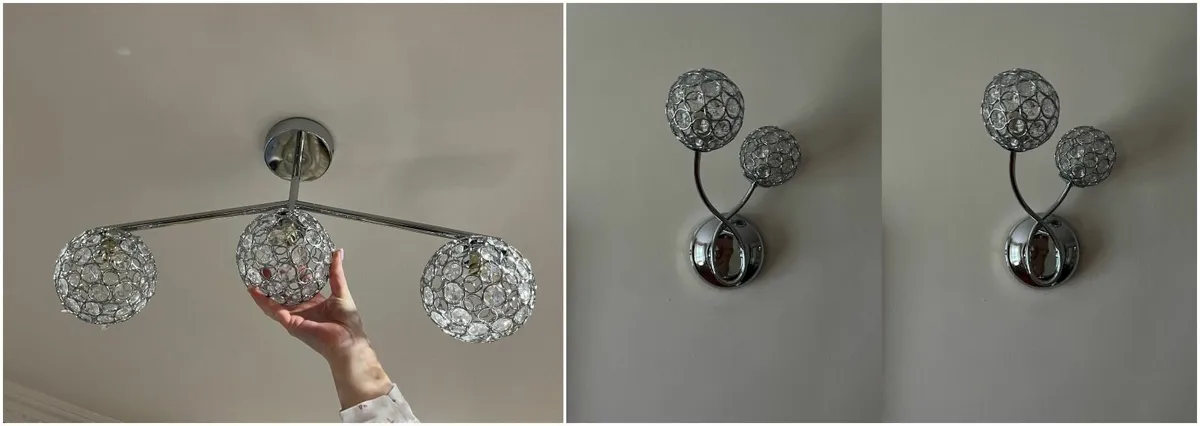 New-3 Light Chrome Ceiling Fitting + 2 Wall Lights - Image 1