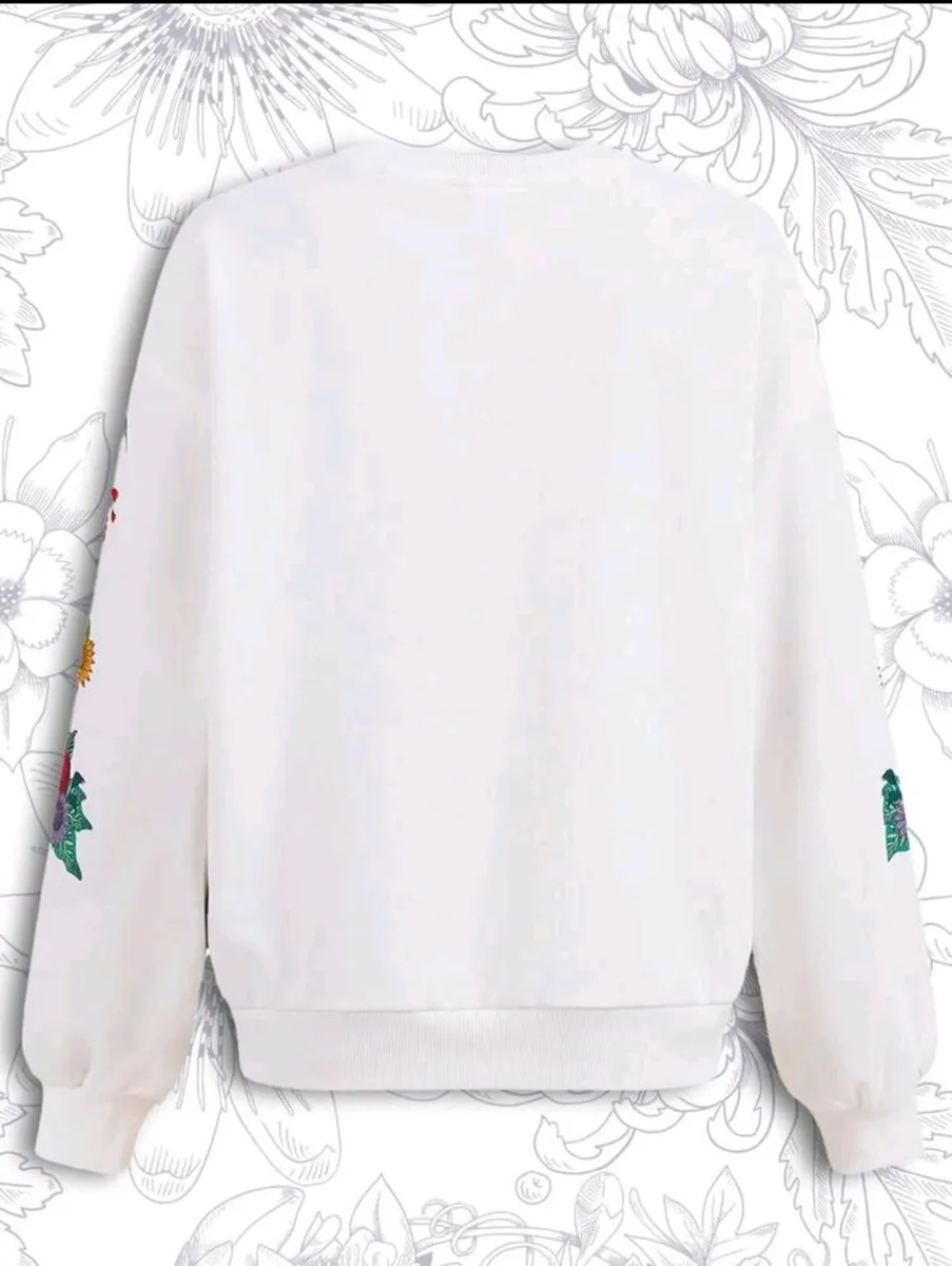 Frida Kahlo White Botanical Print Sweatshirt  Size - Image 2