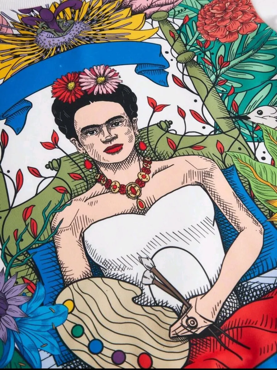 Frida Kahlo White Botanical Print Sweatshirt  Size - Image 3