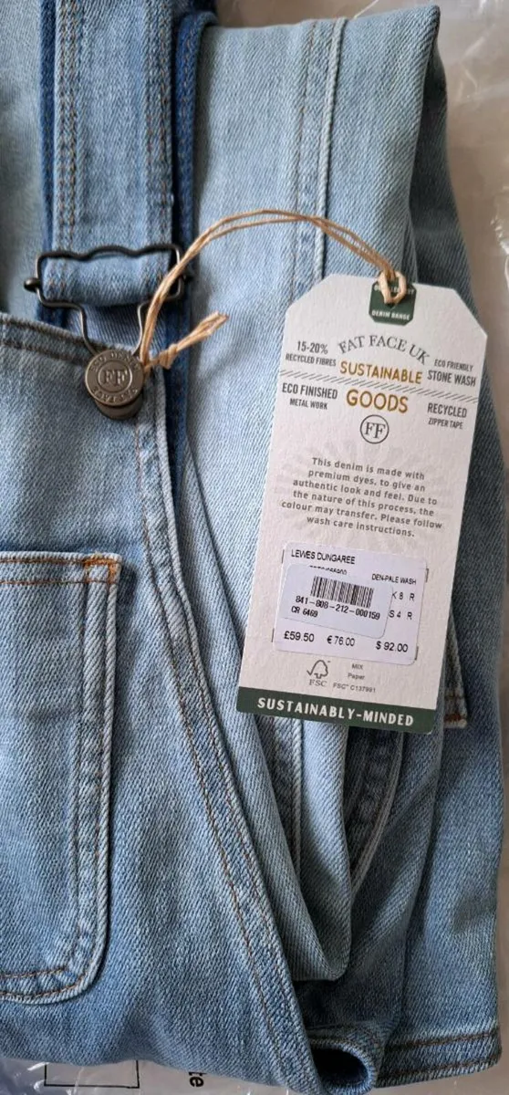 Brand New FatFace Lewes Womens Dungarees 8R - Image 2