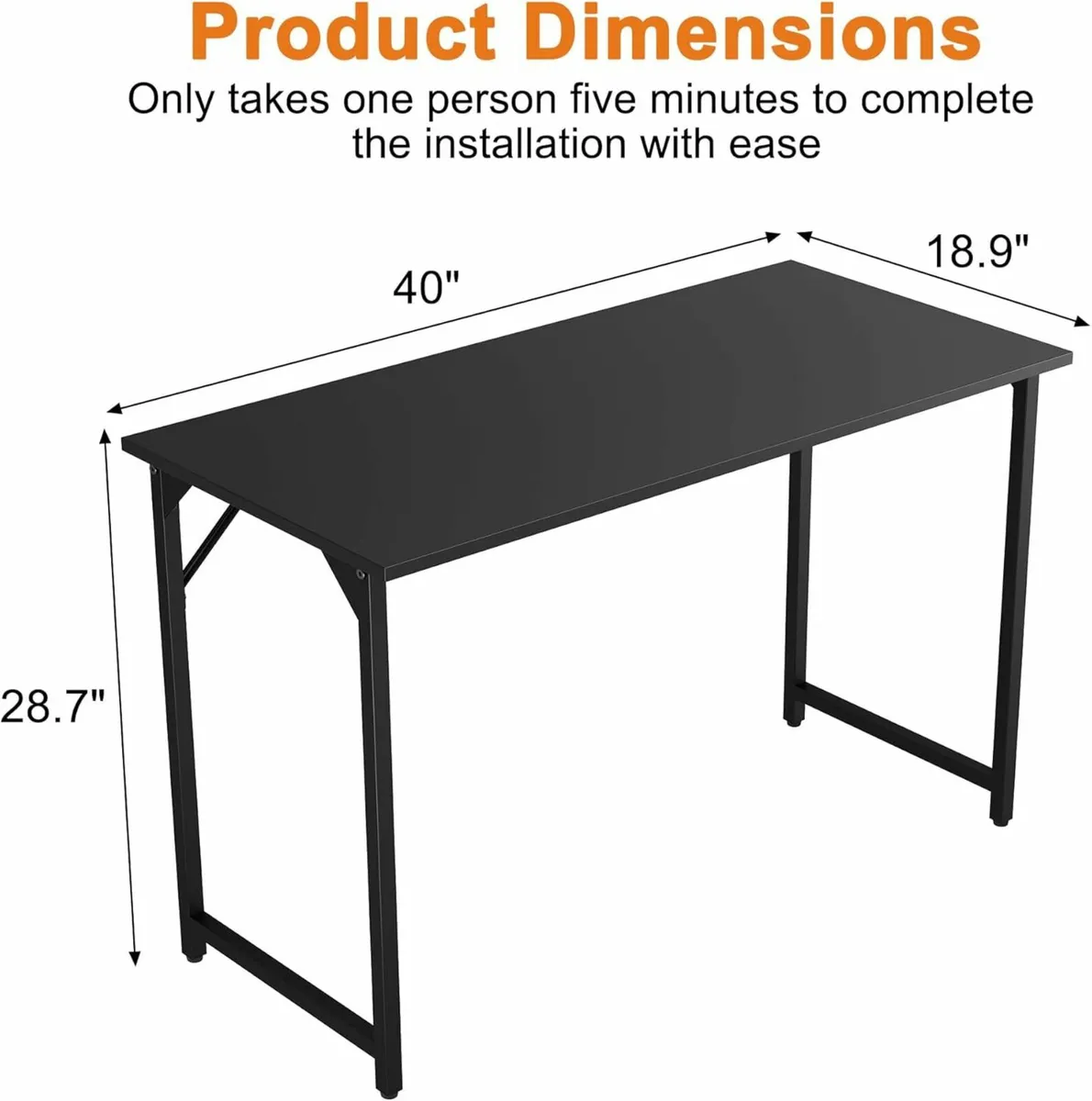 Computer Home Office Desk study Black 100x50 cm - Image 2