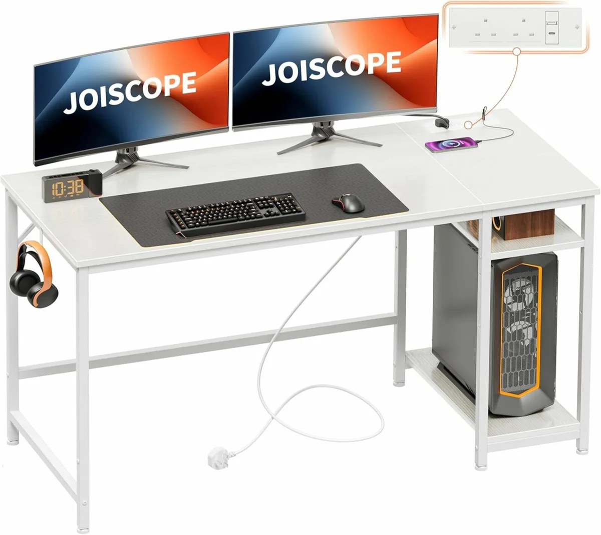 Computer Office Desk White Desk Outlets 140x50cm - Image 1