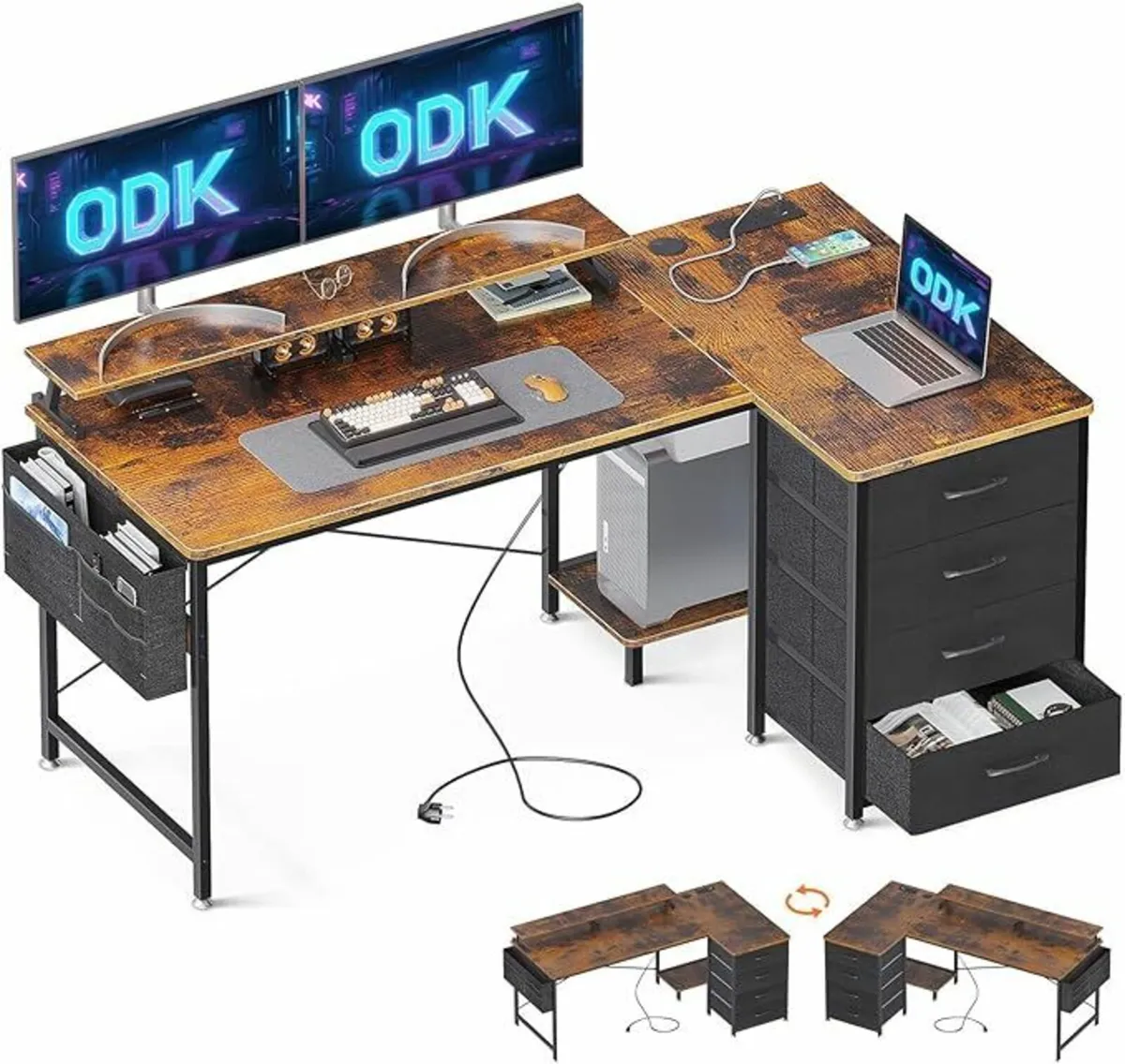 L Shaped Computer Desk 140x80cm Monitor Stand - Image 2